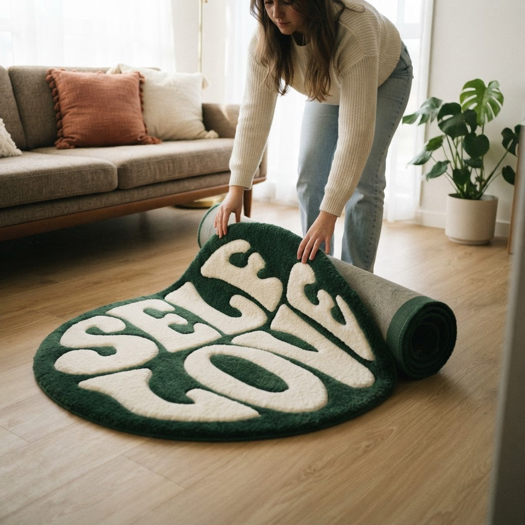 SELF LOVE Rug Forest Green - shot 4