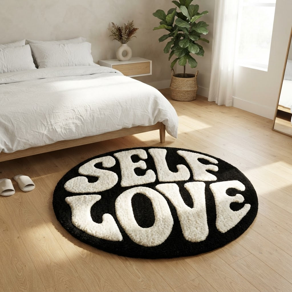 SELF LOVE Rug Matte Black - shot 2